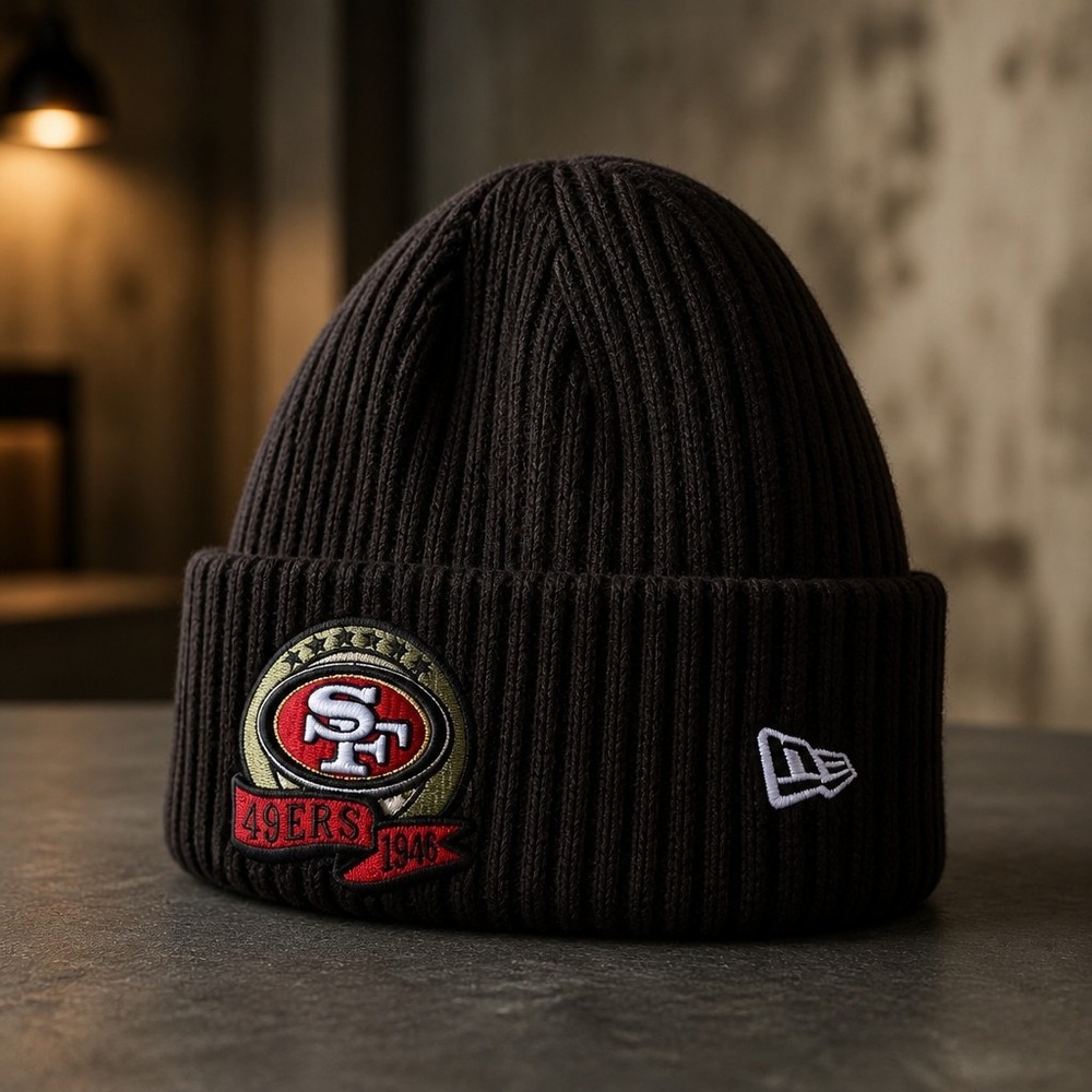 New ERA San Francisco 49ers Fleece Lined Cuffed Knit Beenie - Picture 2 of 8